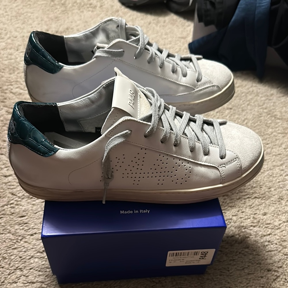 P448 White and Blue Sneakers Minimalist Design